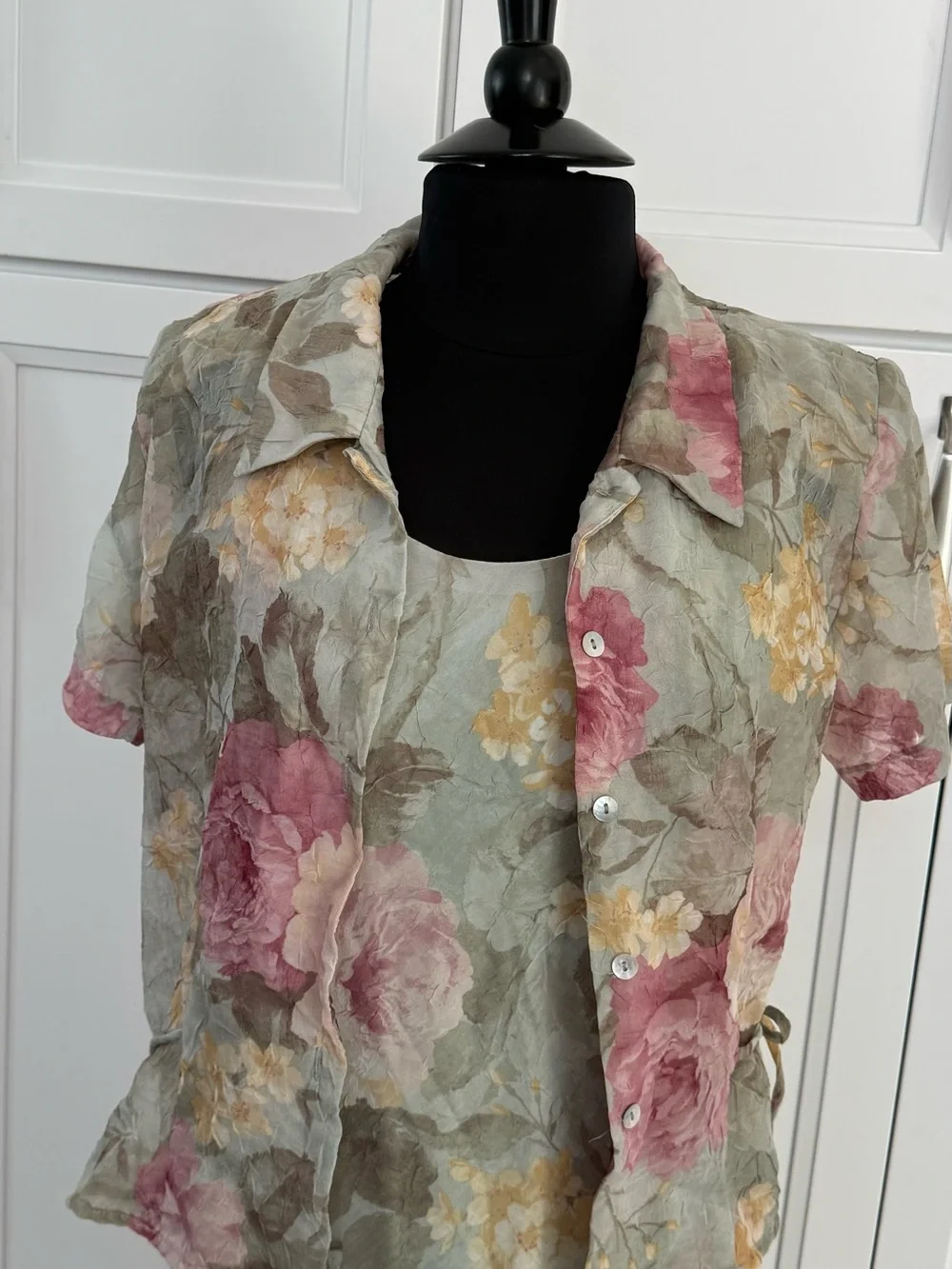 K Studio Floral Two-Piece Set in Sage, Pink & Yellow Hues